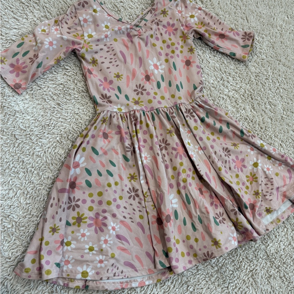 Floral Kids Dress in Pink and Green